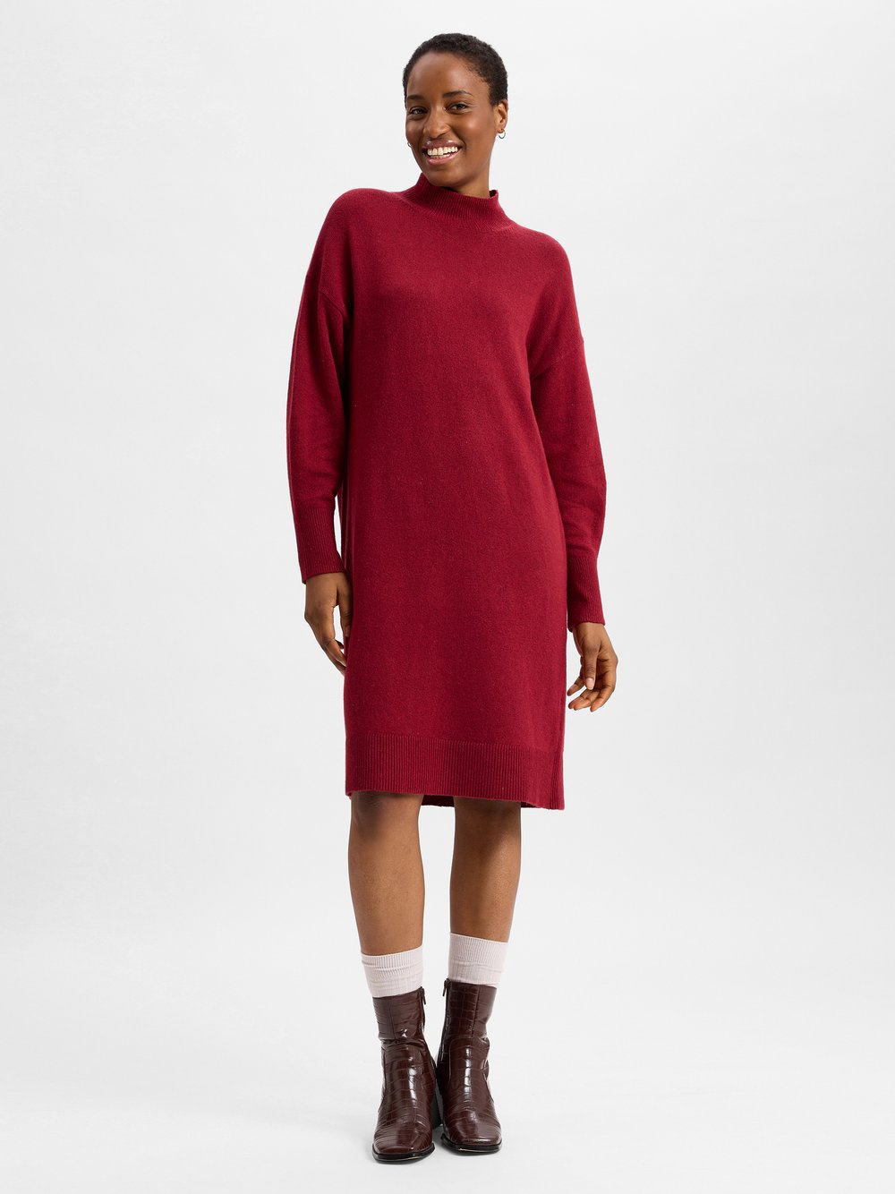 s.Oliver Strickkleid mit Wollanteil Damen Baumwolle rot, 38