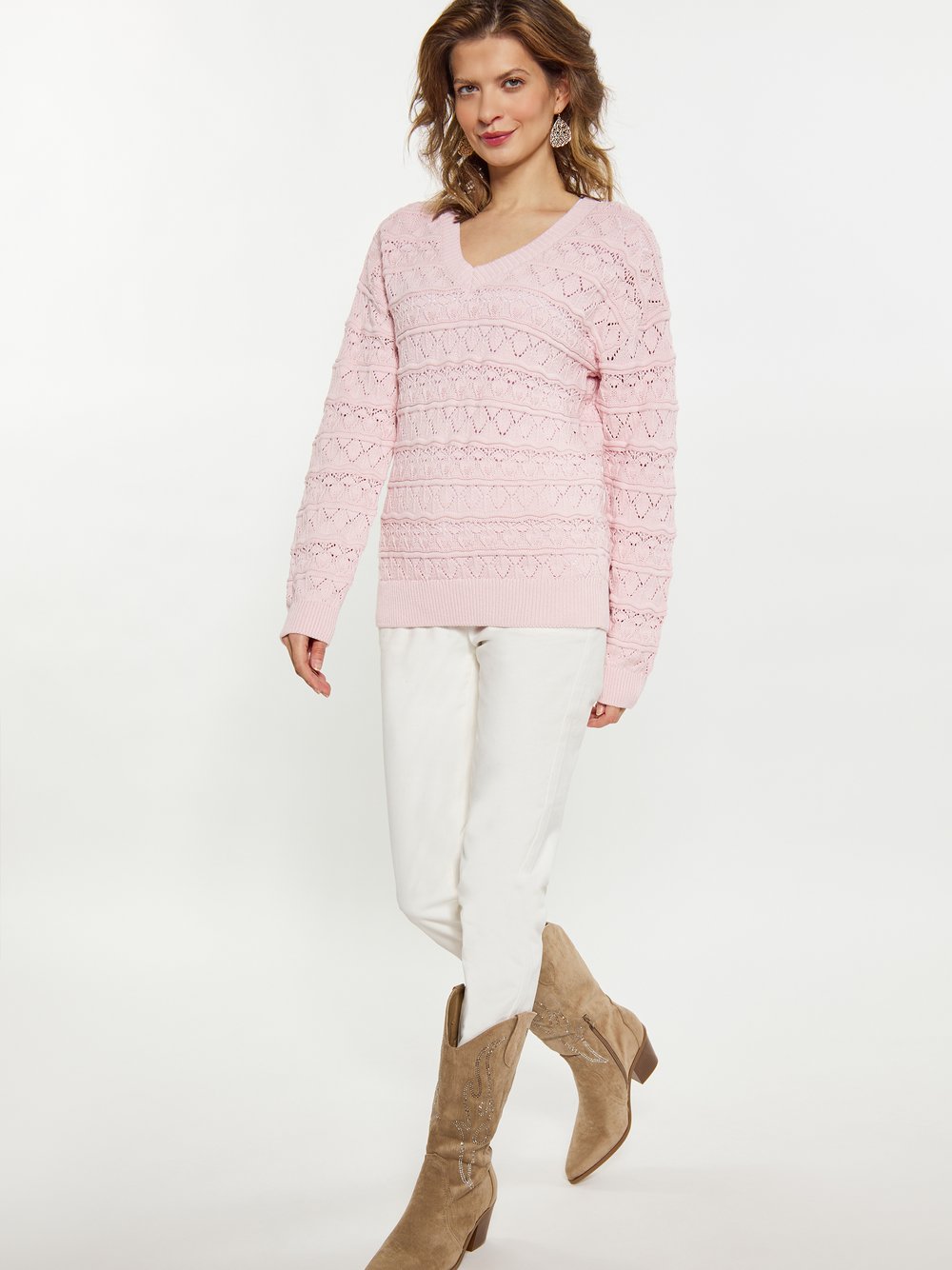 Usha Pullover Damen Baumwolle rosa, XXL