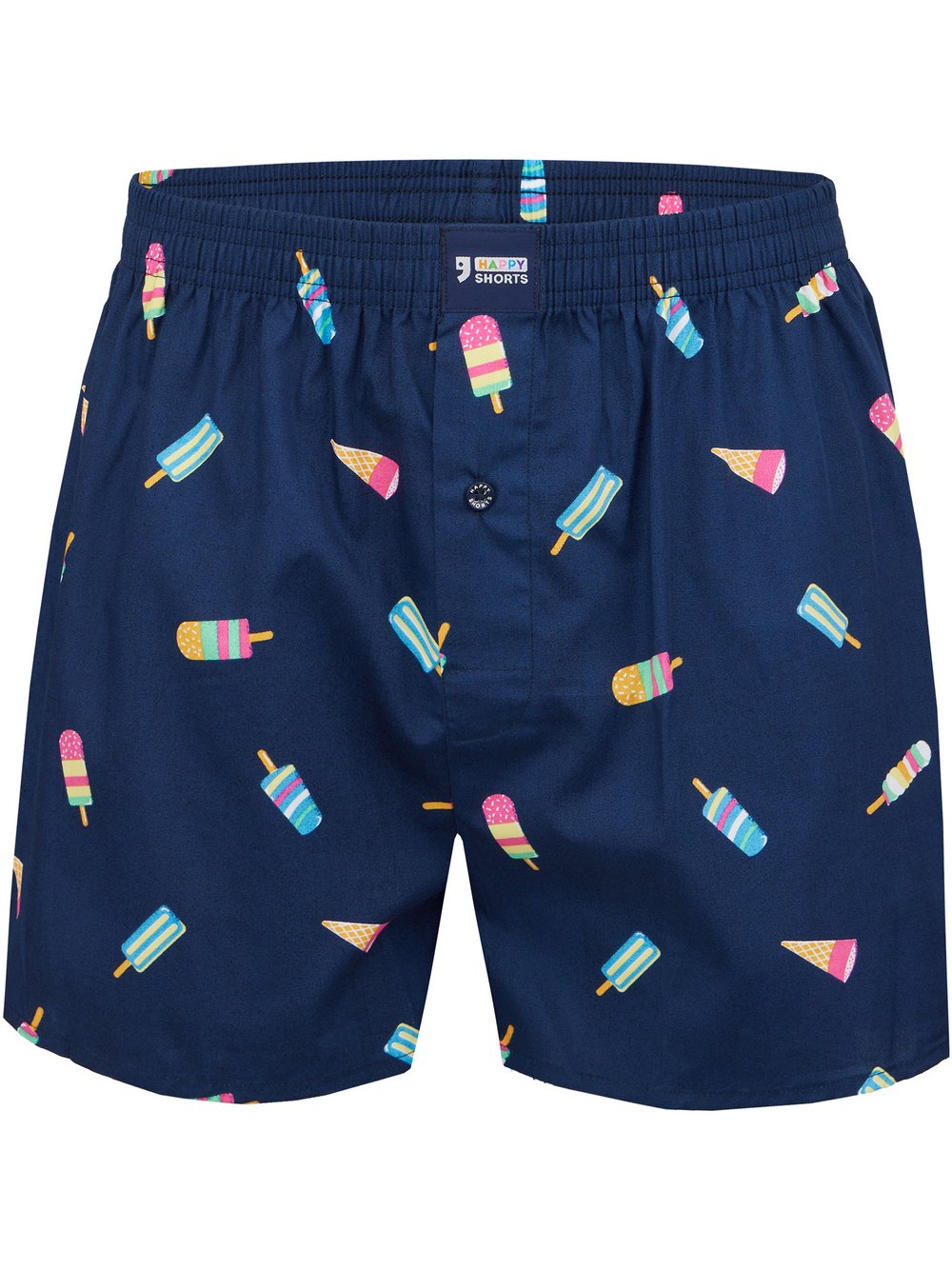 HAPPY SHORTS Boxer  Herren Baumwolle blau bedruckt, L