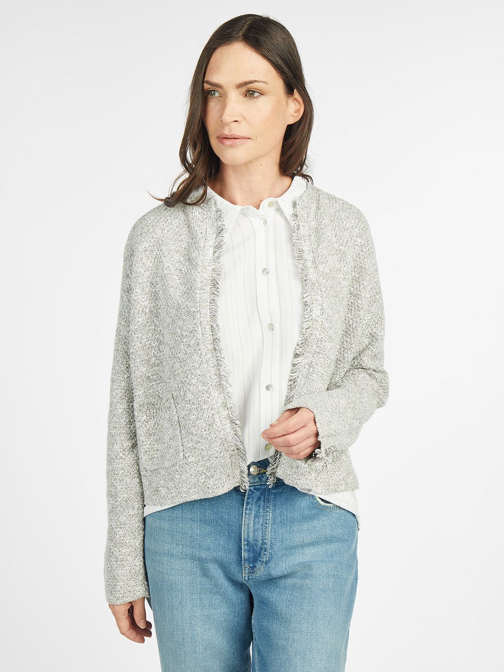 Lovely Sisters Strickjacke Damen Baumwolle grau meliert, 38