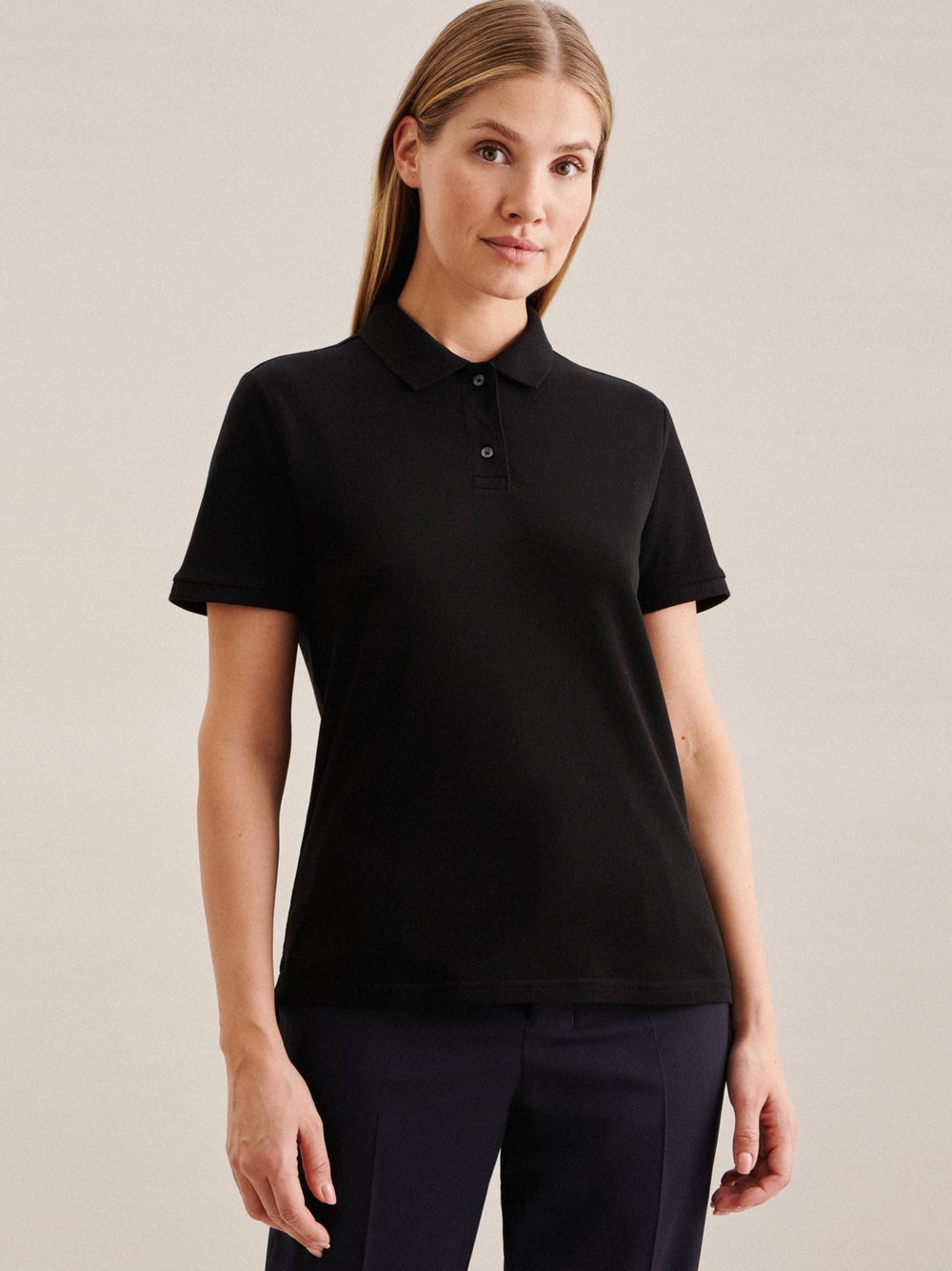 Seidensticker Polo Shirt Damen Baumwolle schwarz, M