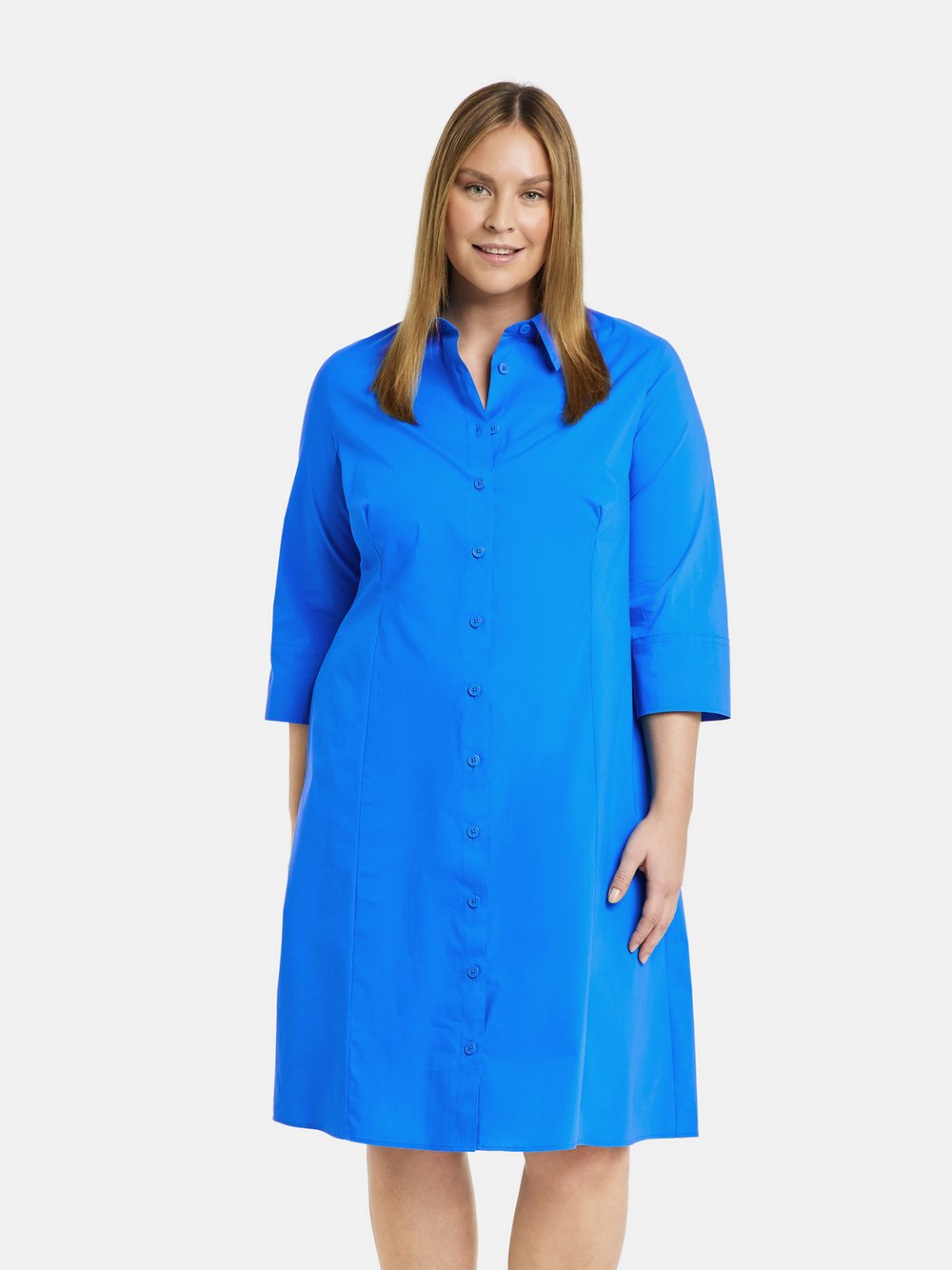 Samoon Blusenkleid Damen Baumwolle blau, 44