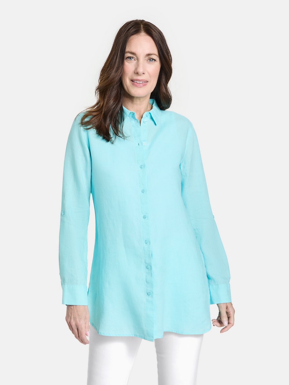 Gerry Weber Longbluse Damen Leinen blau, 46