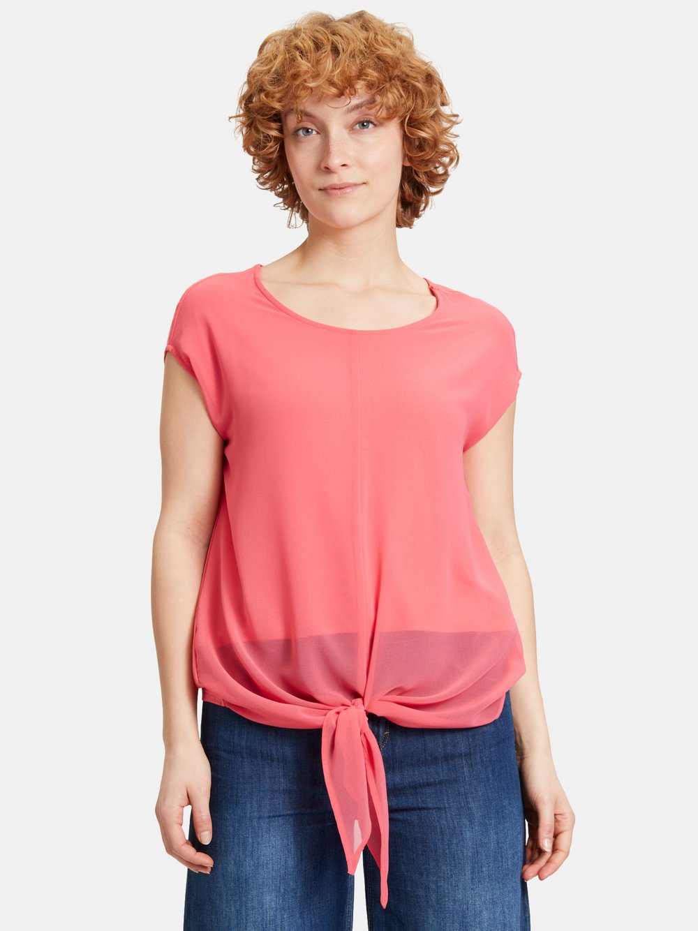 Cartoon Rundhals-Shirt Damen rosa, 36