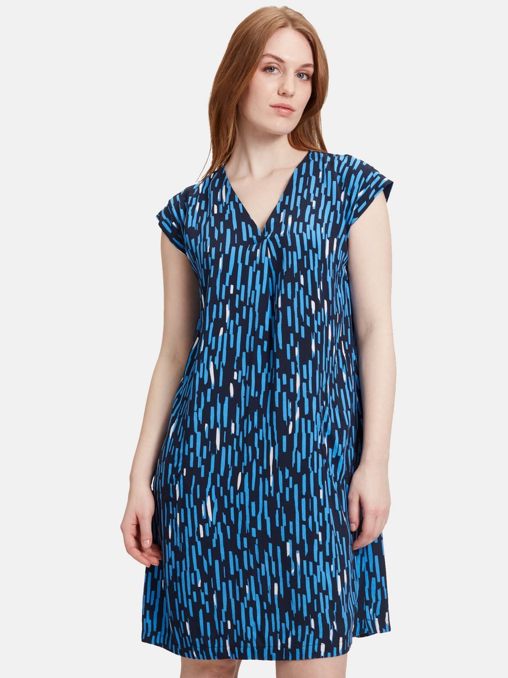 Betty & Co Casual-Kleid Damen Viskose blau gemustert, 42