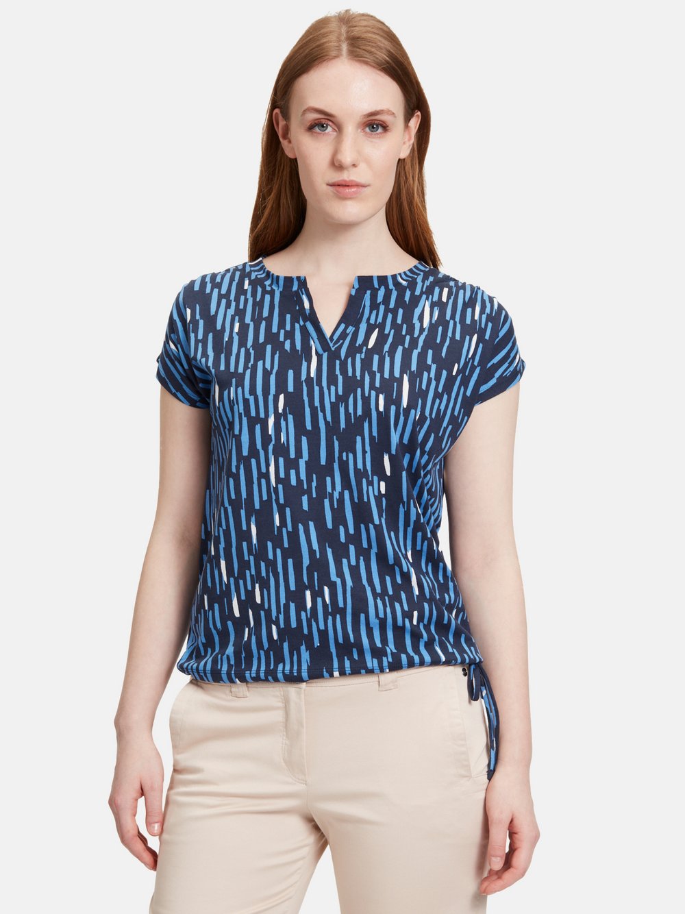 Betty & Co Casual-Shirt Damen Baumwolle blau gemustert, L