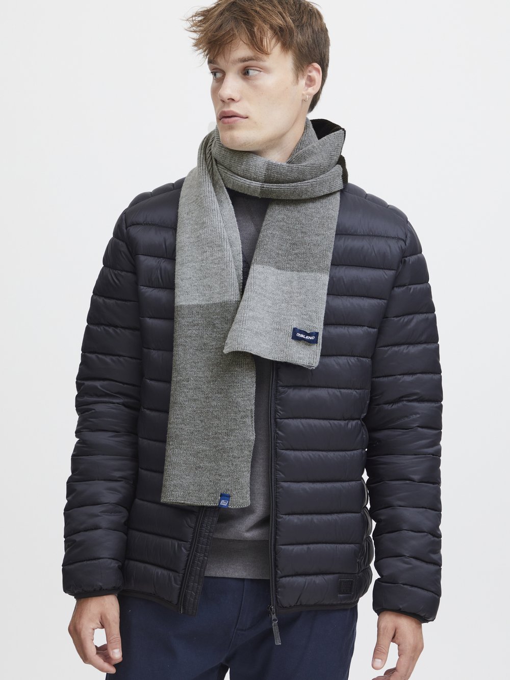 BLEND Schal Herren grau, ONE SIZE