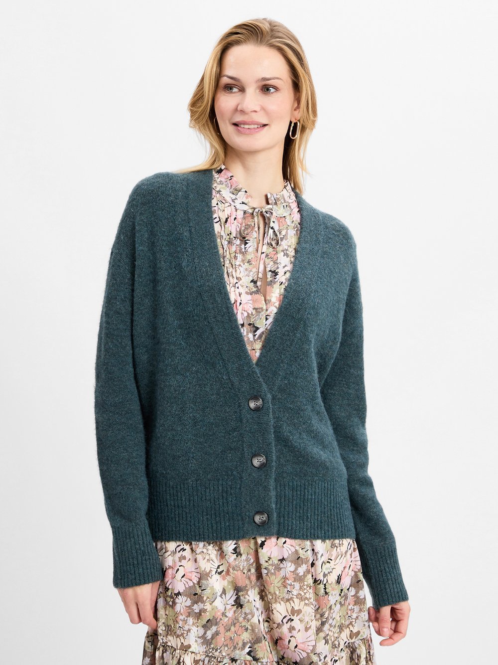 Marie Lund Collection Strickjacke mit Alpaka-Anteil Damen Feinstrick blau, L