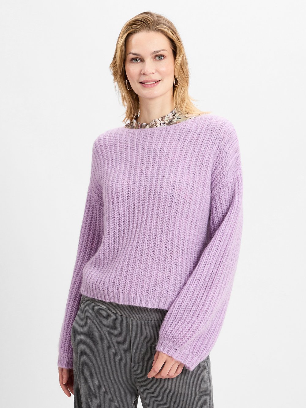 Marie Lund Collection Strickpullover mit Mohair-Anteil Damen Wolle lila, S