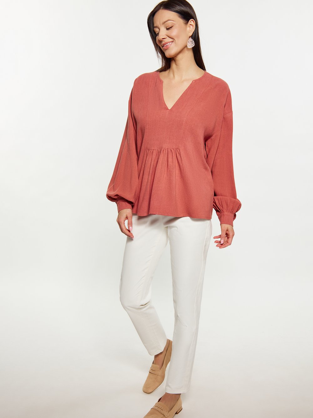 Usha Bluse Damen Baumwolle rot, M