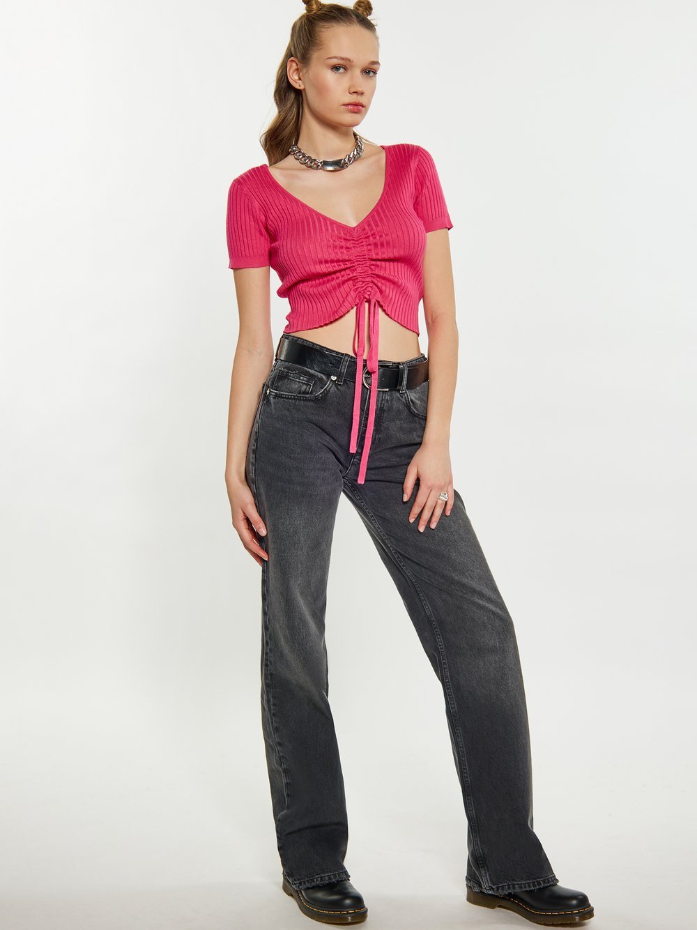 MyMo Crop-Top Damen Viskose rosa, S