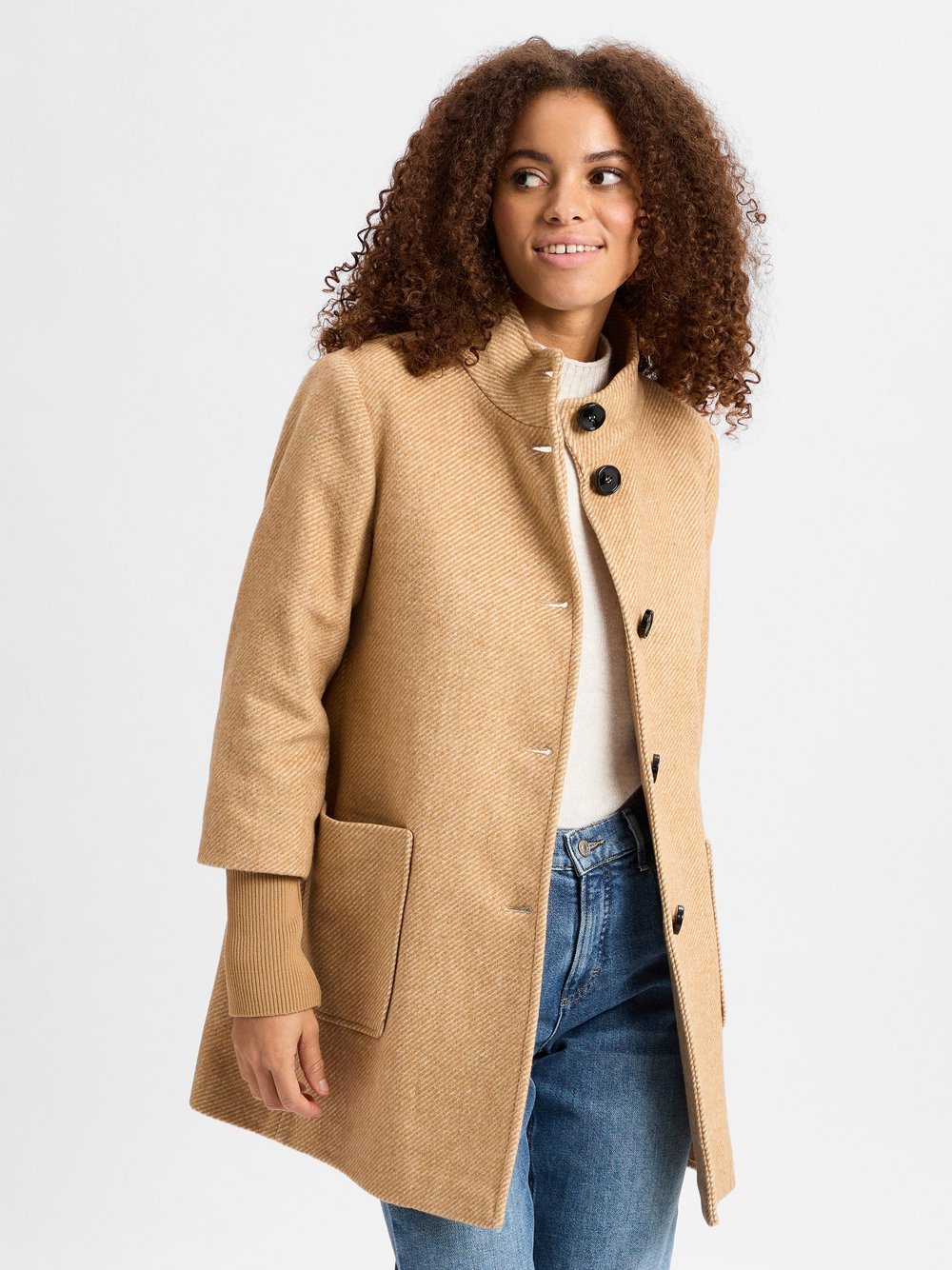 More & More Wollmantel Damen Wolle beige, 38