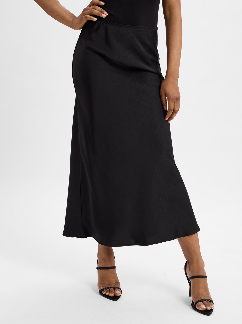 Neo Noir Satin-Maxirock Damen schwarz, 42