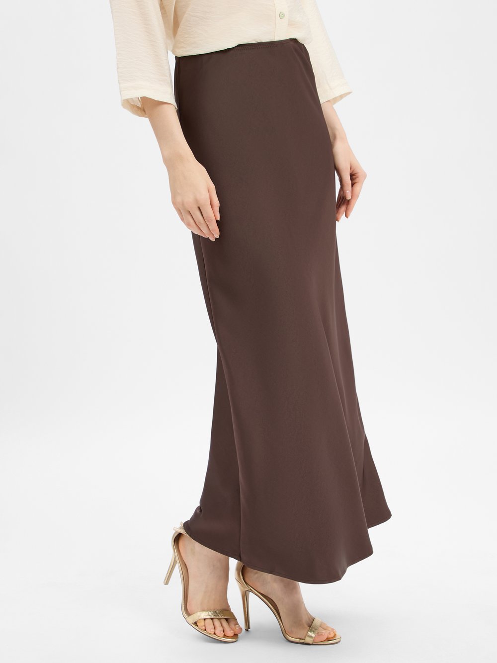 Neo Noir Satin-Maxirock Damen braun, 34