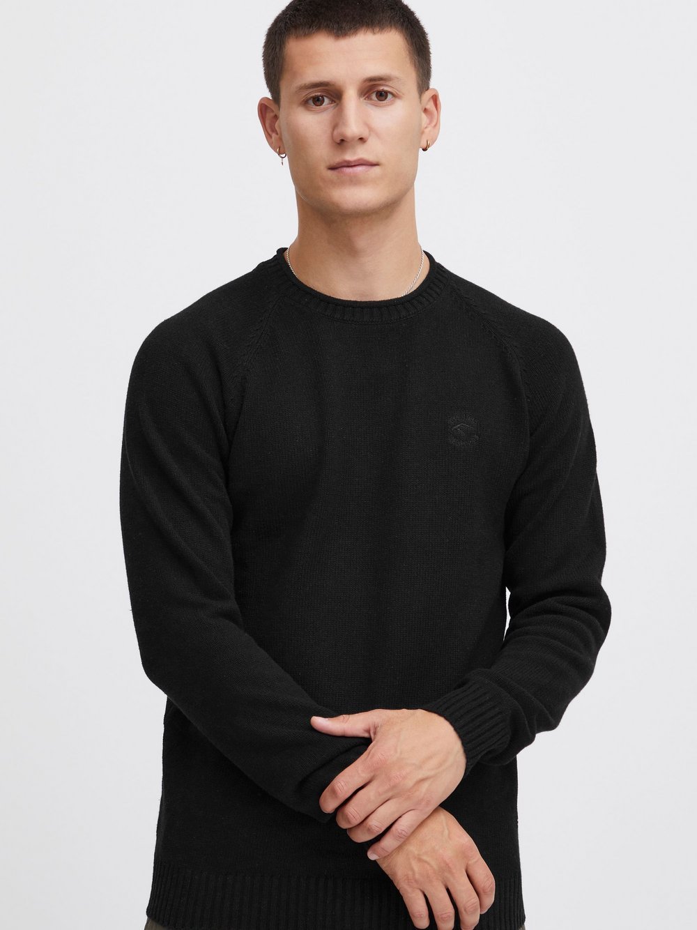 Indicode Strickpullover Herren Baumwolle schwarz meliert, S