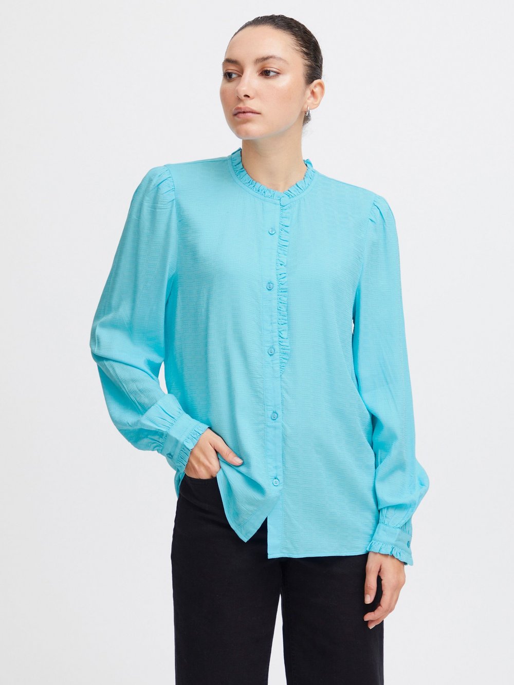 Ichi Bluse Damen Viskose blau, 34