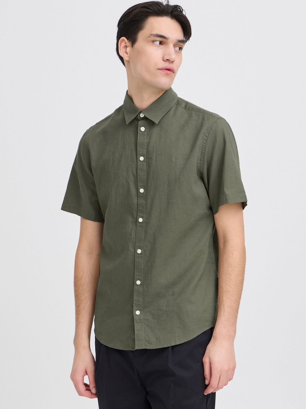 CASUAL FRIDAY Kurzarmhemd Herren Regular Fit Leinen grün, XXXL