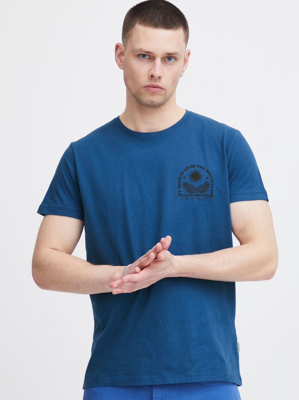 Thumbnail - BLEND T-Shirt Herren Baumwolle blau, M