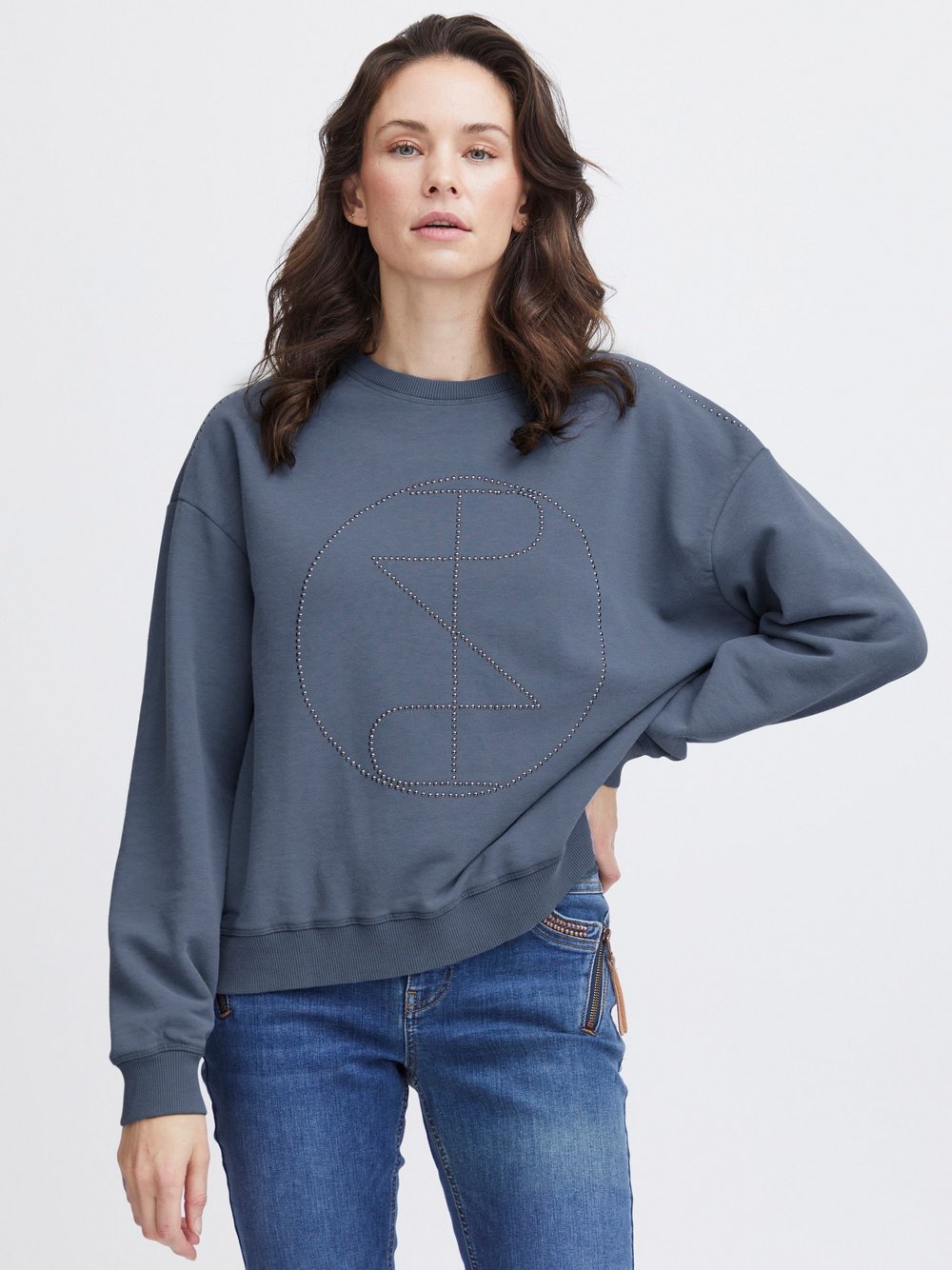 PULZ Jeans Sweatshirt Damen Baumwolle blau, M