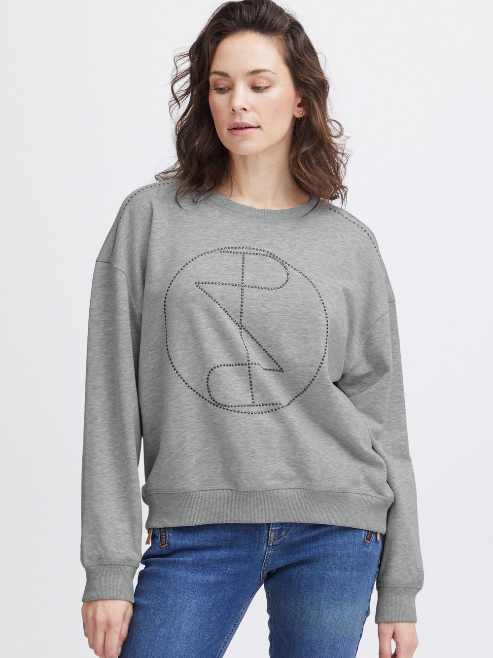 PULZ Jeans Sweatshirt Damen Baumwolle grau, L