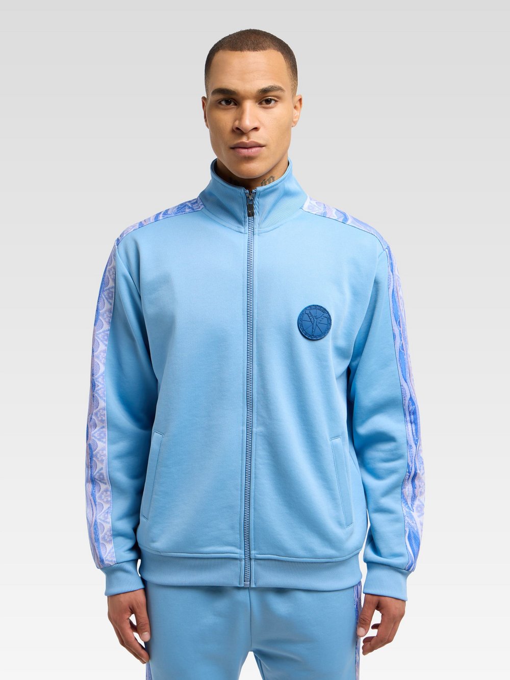 Carlo Colucci Tracksuit mit Sweatjacke  Herren blau bedruckt, XL