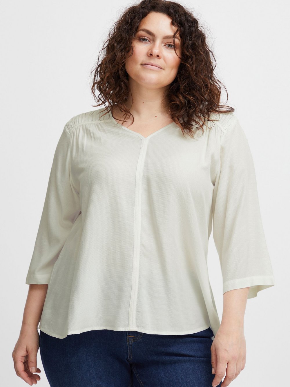 Thumbnail - fransa Shirtbluse Damen Viskose weiß gemustert, 44