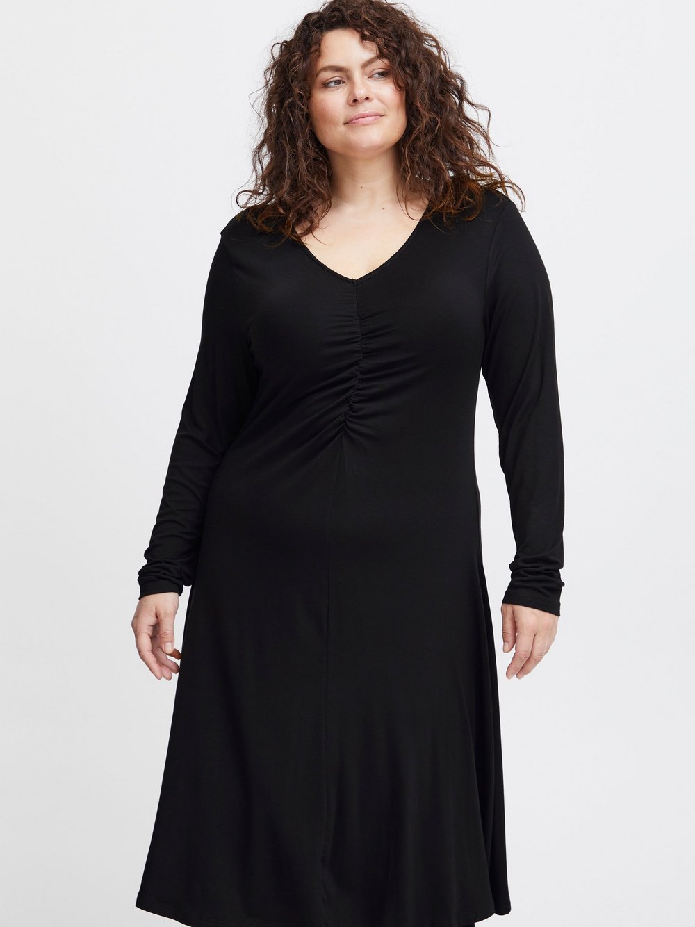 fransa A-Linien-Kleid Damen Viskose schwarz, 52