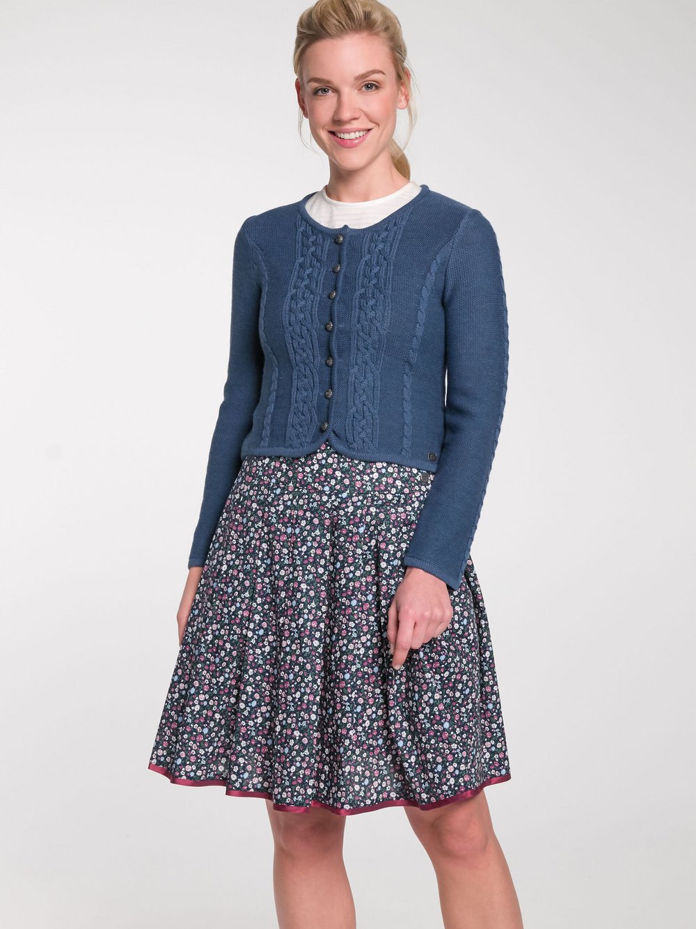 Spieth & Wenksy Trachtenstrickjacke Damen Wolle blau, M