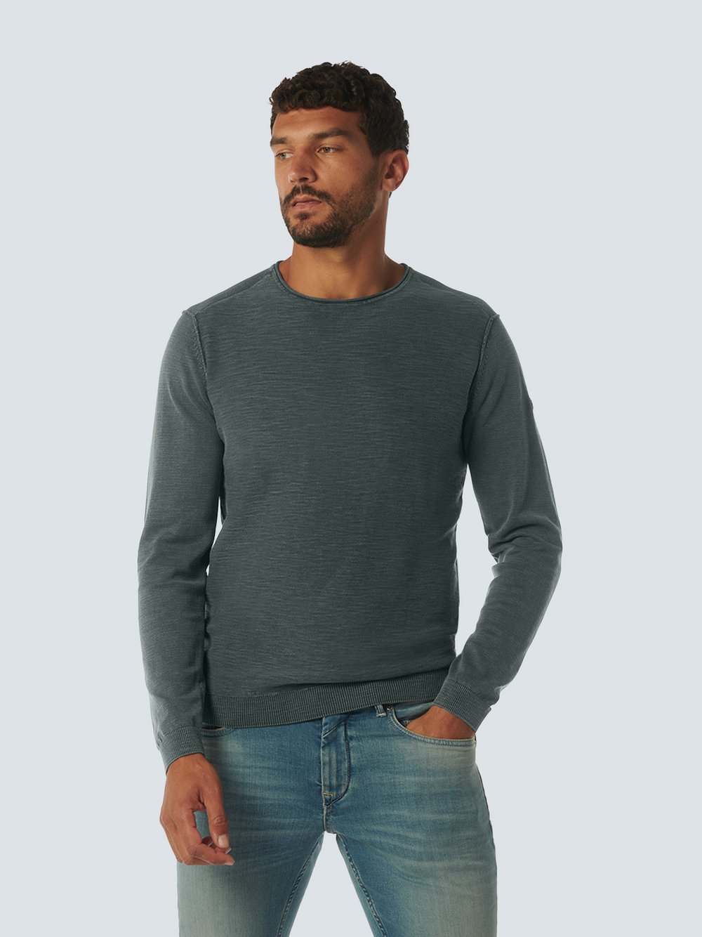 No Excess Crewneck Pullover Herren Baumwolle grau, S