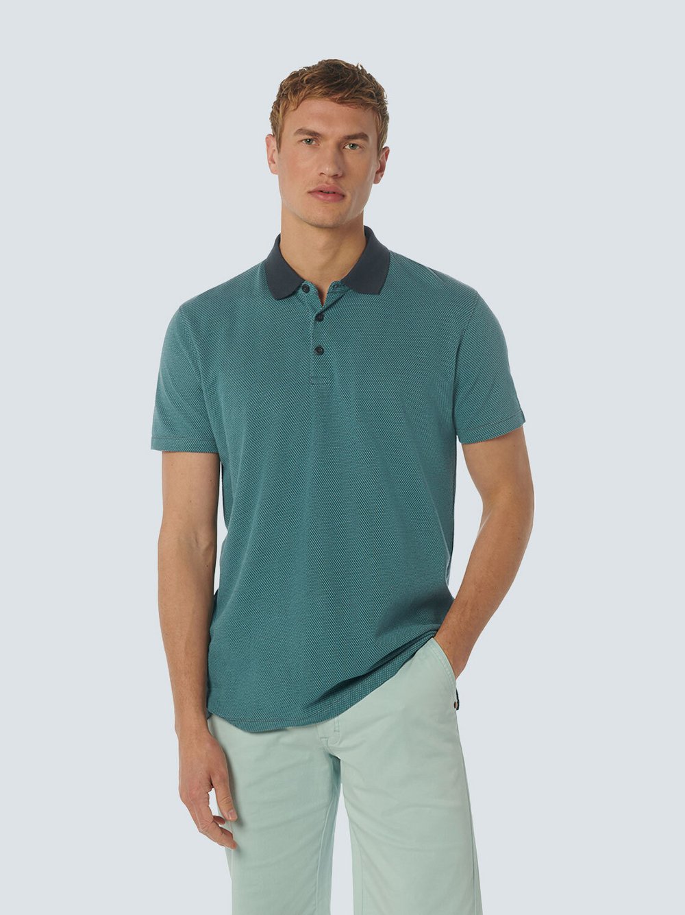 No Excess Jacquard-Polo Herren Baumwolle grau, M