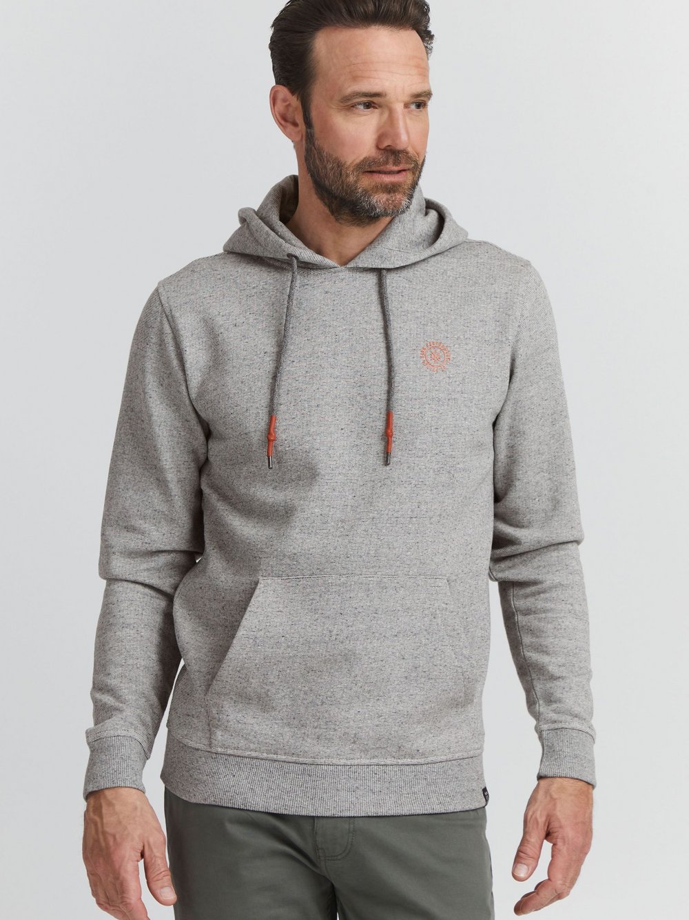 FQ1924 Hoodie Herren Baumwolle weiß meliert, XXXL