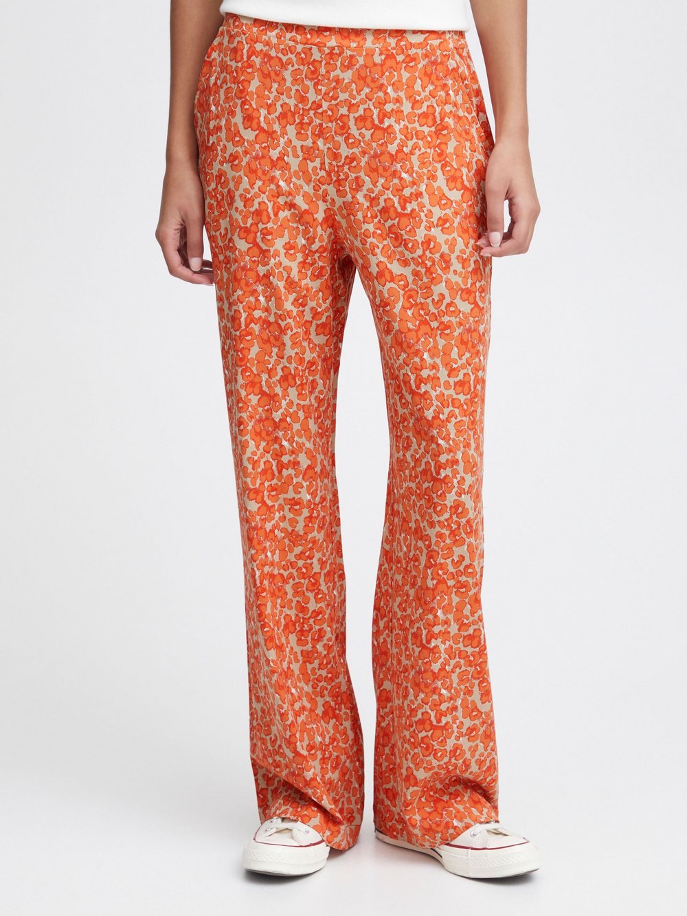 Ichi Hose Damen Viskose orange gemustert, 42