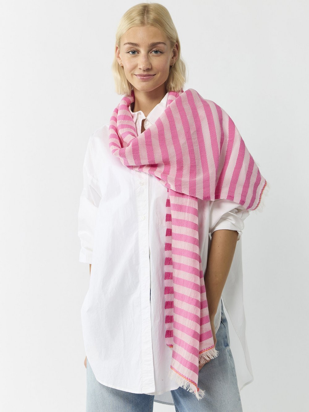 Codello Schal Damen Baumwolle pink gestreift, ONE SIZE