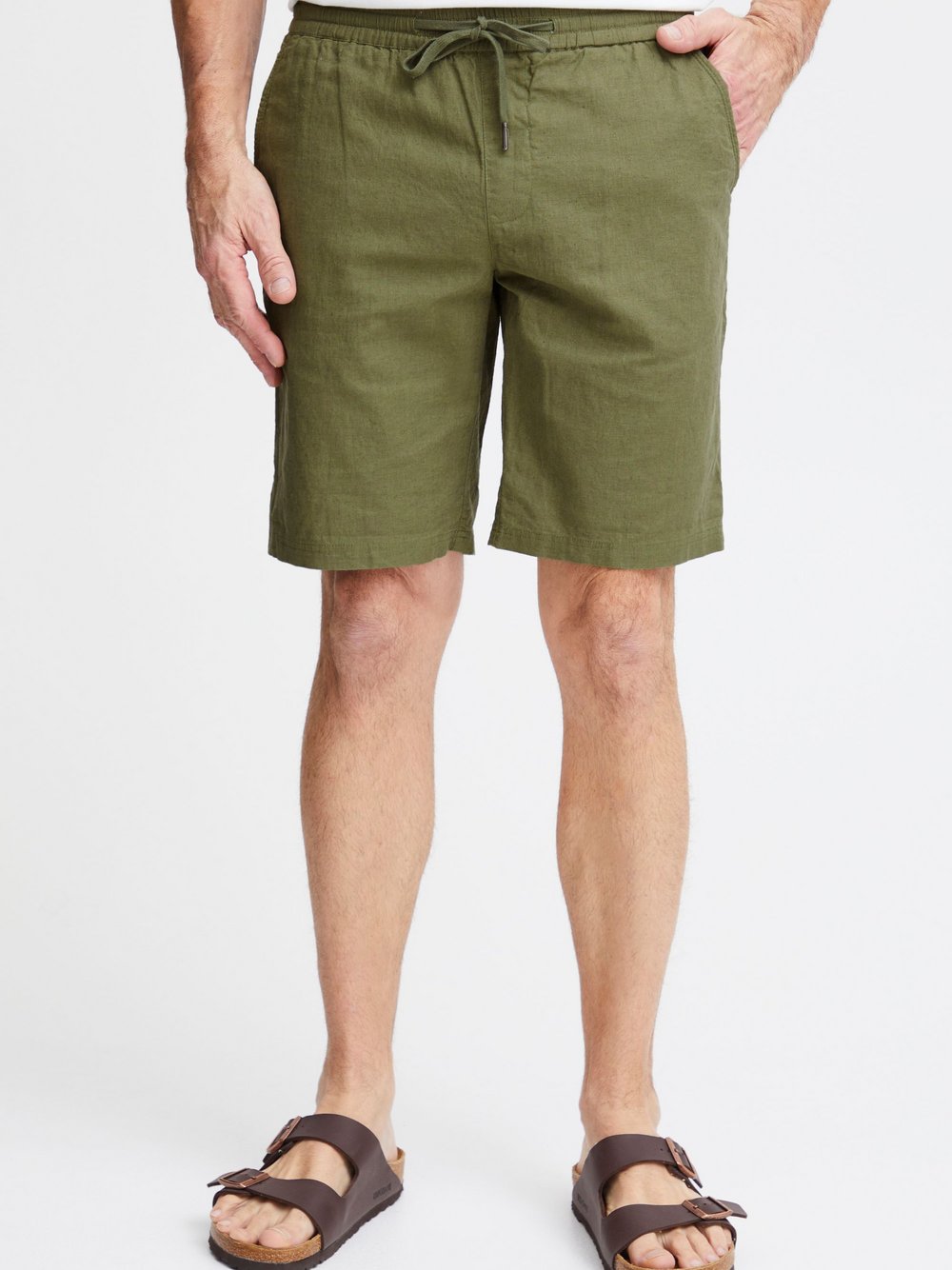 FQ1924 Leinenshorts Herren Baumwolle grün, L