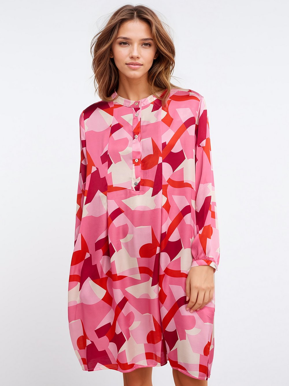 Frieda & Freddies Midikleid Damen Viskose rosa gemustert, 42