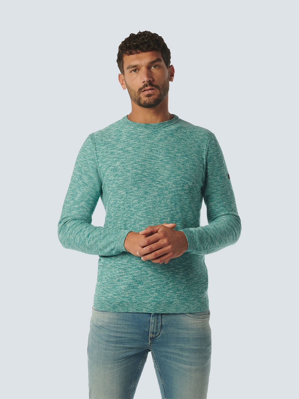 No Excess Pullover mit Rundhalsausschnitt Herren Baumwolle blau, XXXL