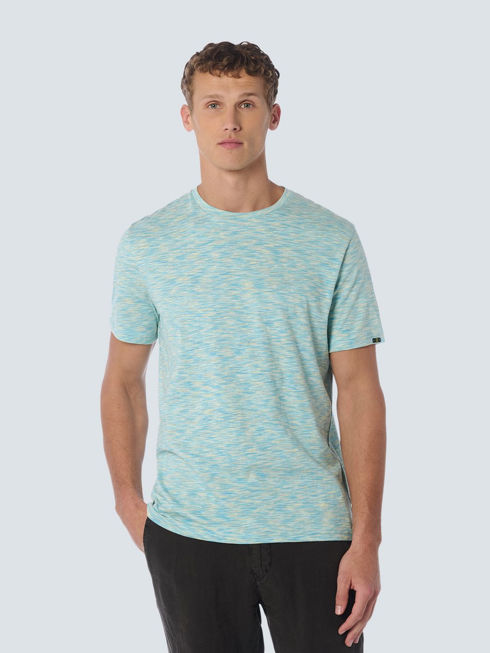 No Excess T-Shirt mit Rundhalsausschnitt Herren Baumwolle blau meliert, S