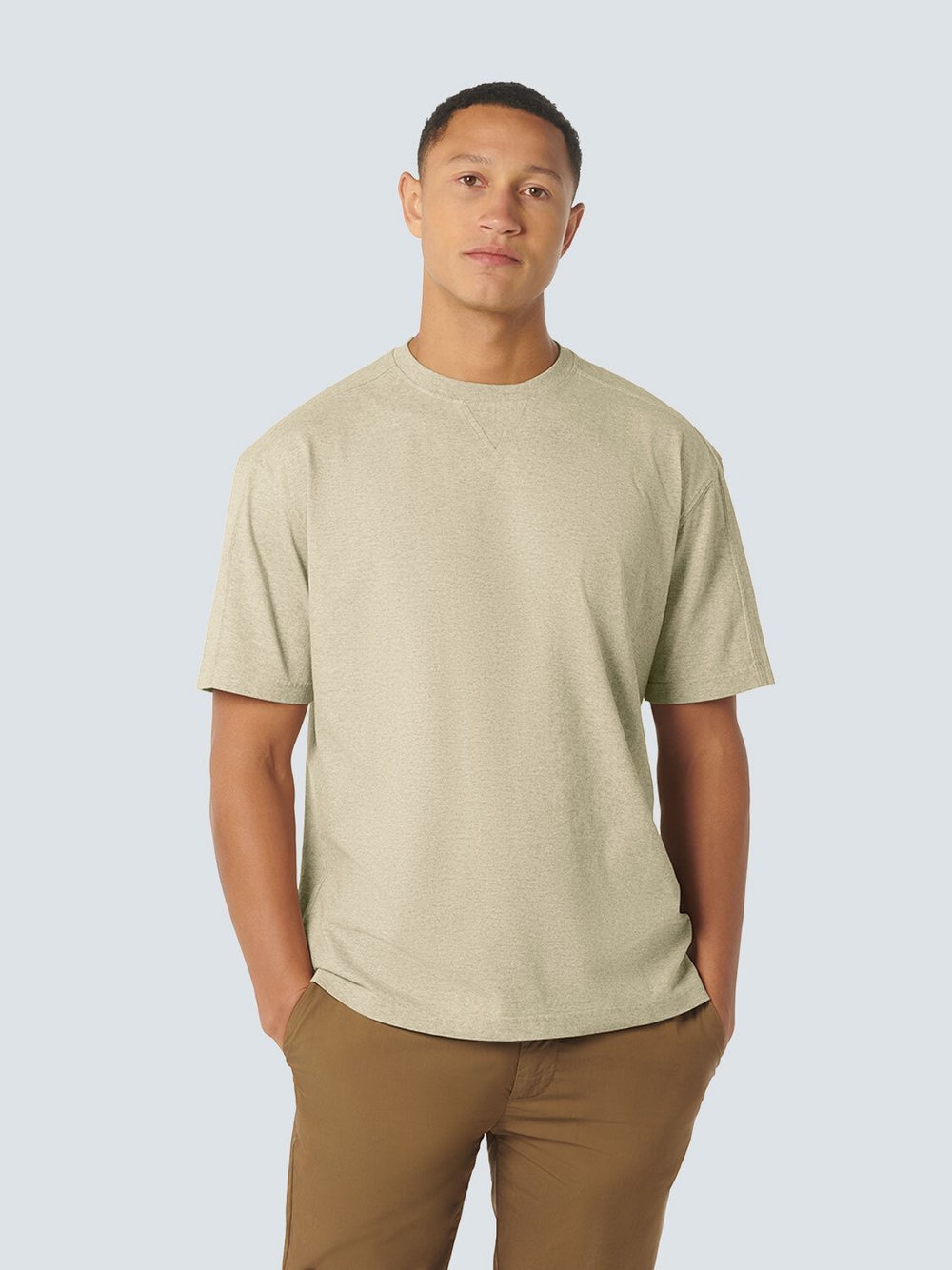 No Excess T-Shirt mit Rundhalsausschnitt Herren Baumwolle beige meliert, XXL