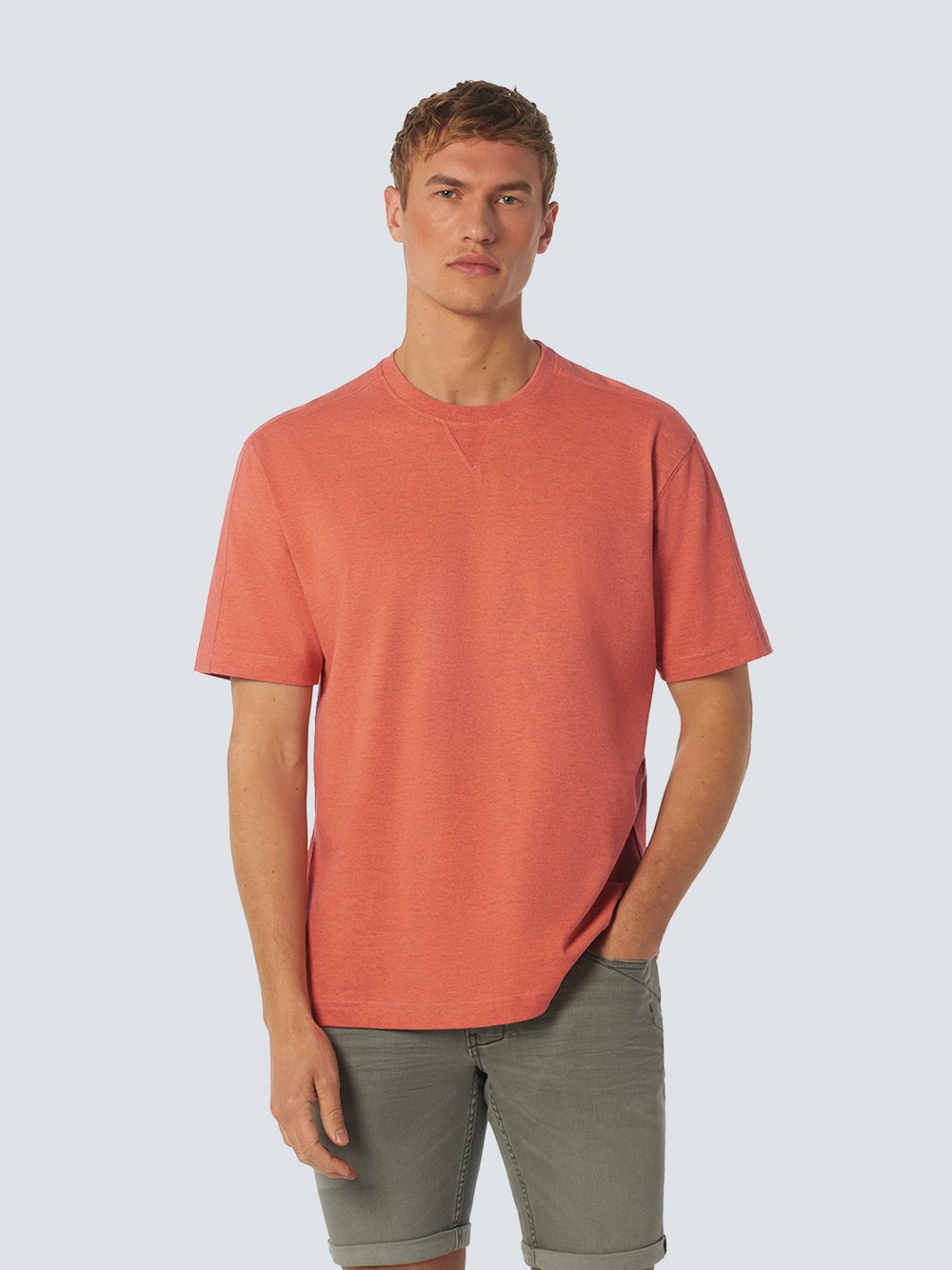 No Excess T-Shirt mit Rundhalsausschnitt Herren Baumwolle orange meliert, XL