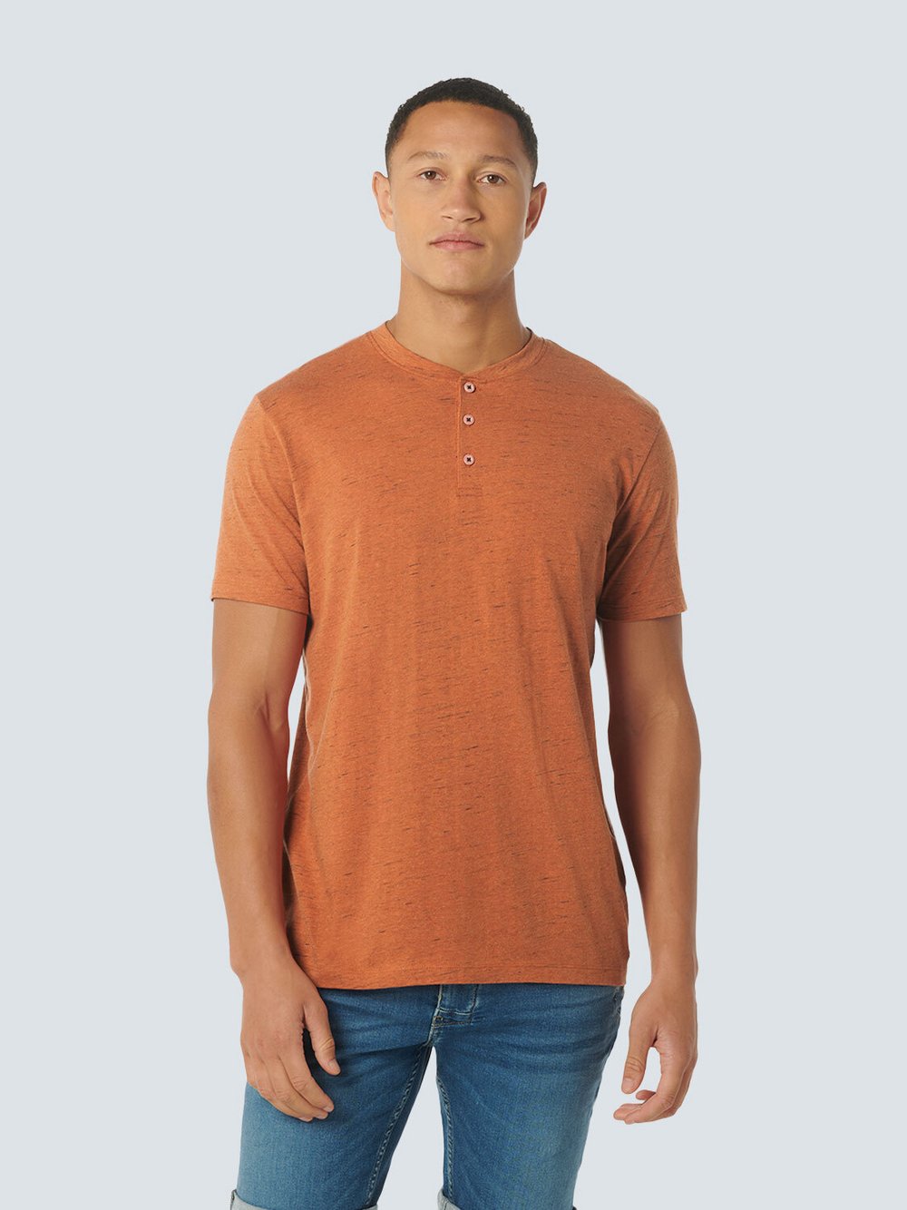 No Excess T-Shirt Großvater Herren Baumwolle orange meliert, L