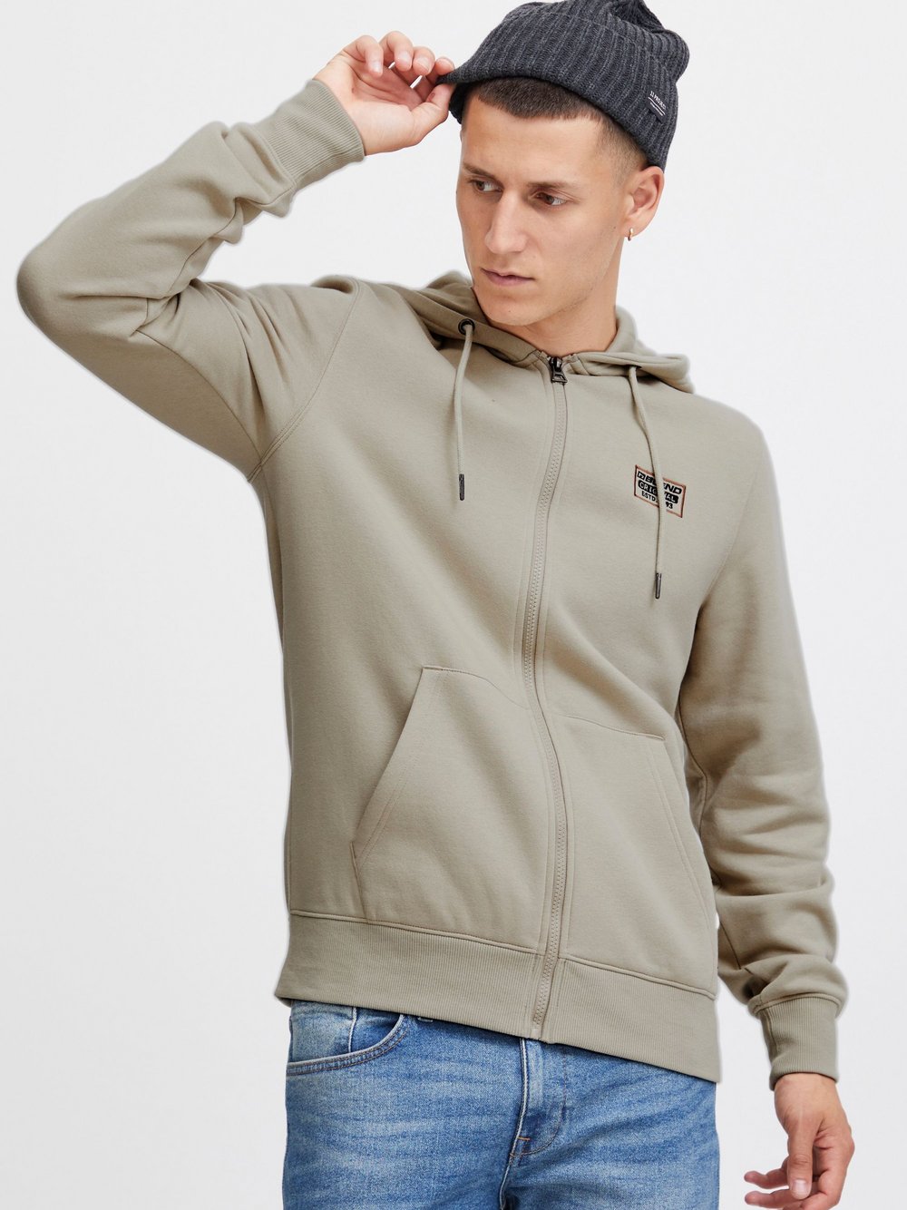 BLEND Kapuzensweatjacke Herren beige, XL