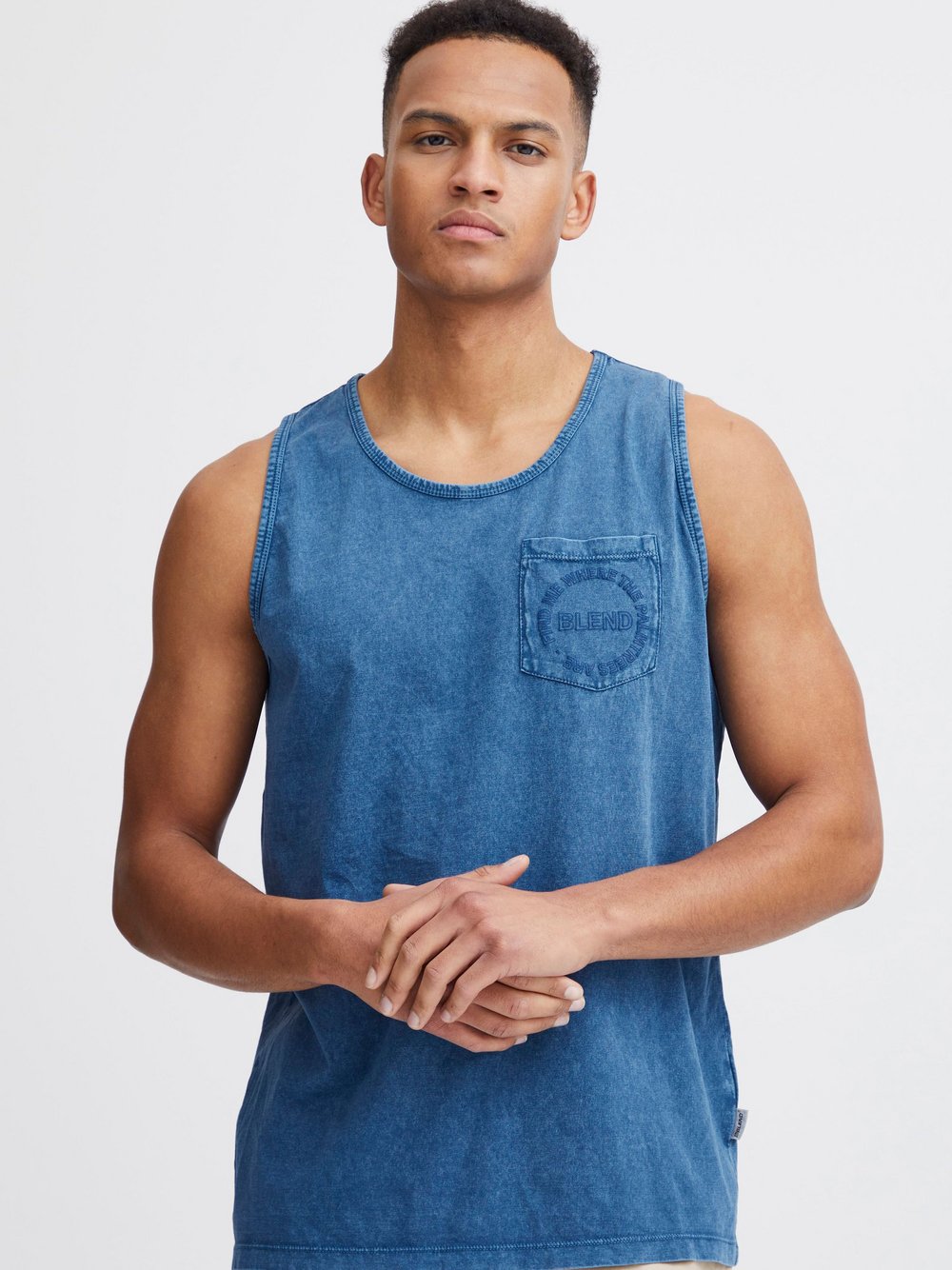 Thumbnail - BLEND Tank-Top Herren Baumwolle blau, S