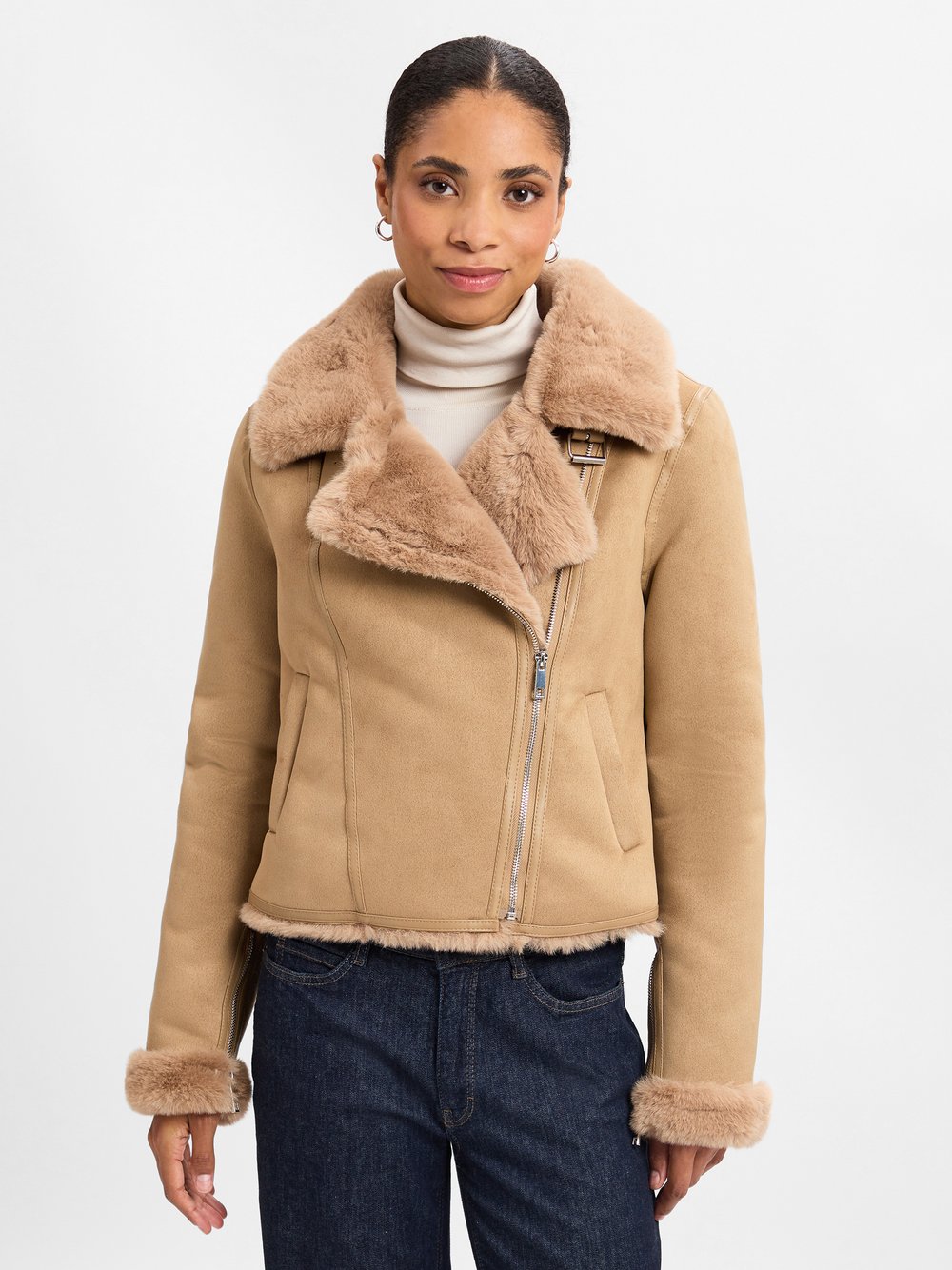 Marie Lund Lederjacke Damen beige, 42