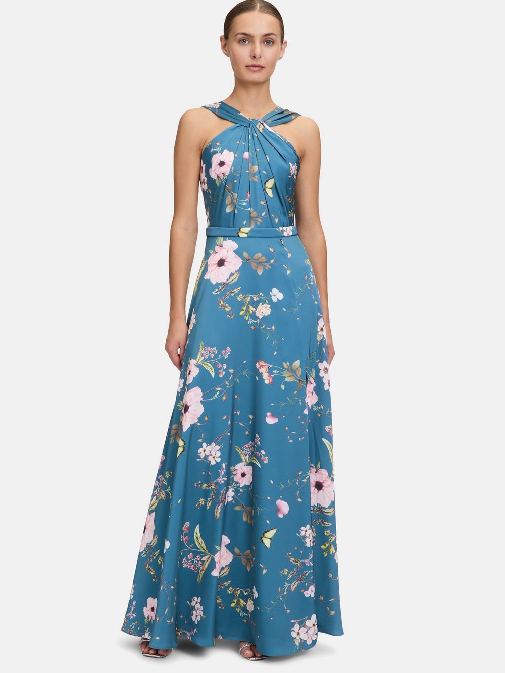 Vera Mont Abendkleid Damen blau bedruckt, 38