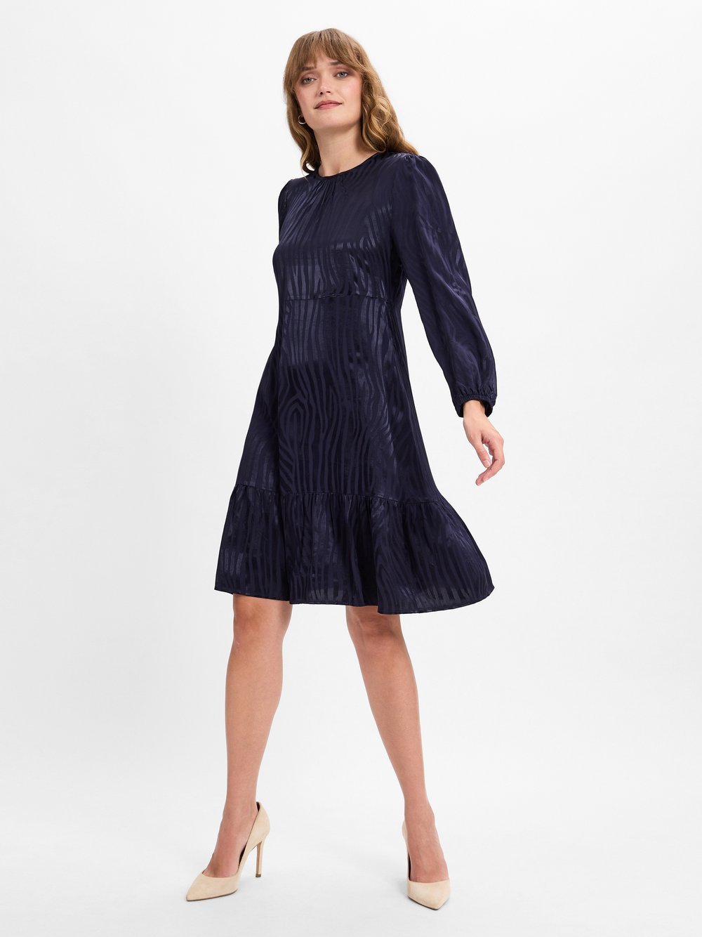 comma casual identity Freizeitkleid Damen Viskose blau gemustert, 40