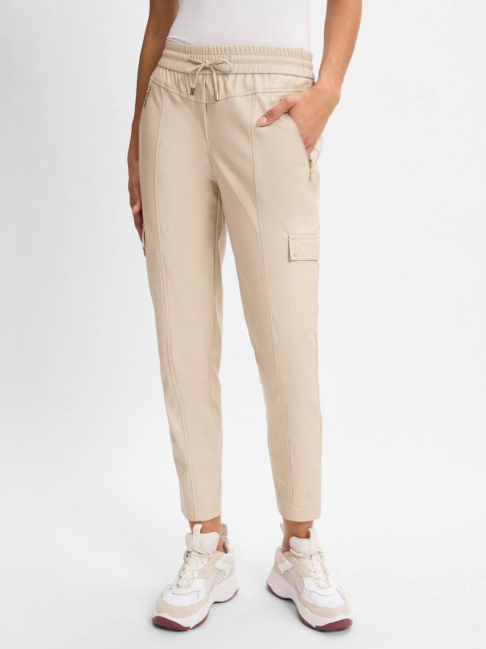 comma Hose Damen Kunstleder beige, 38