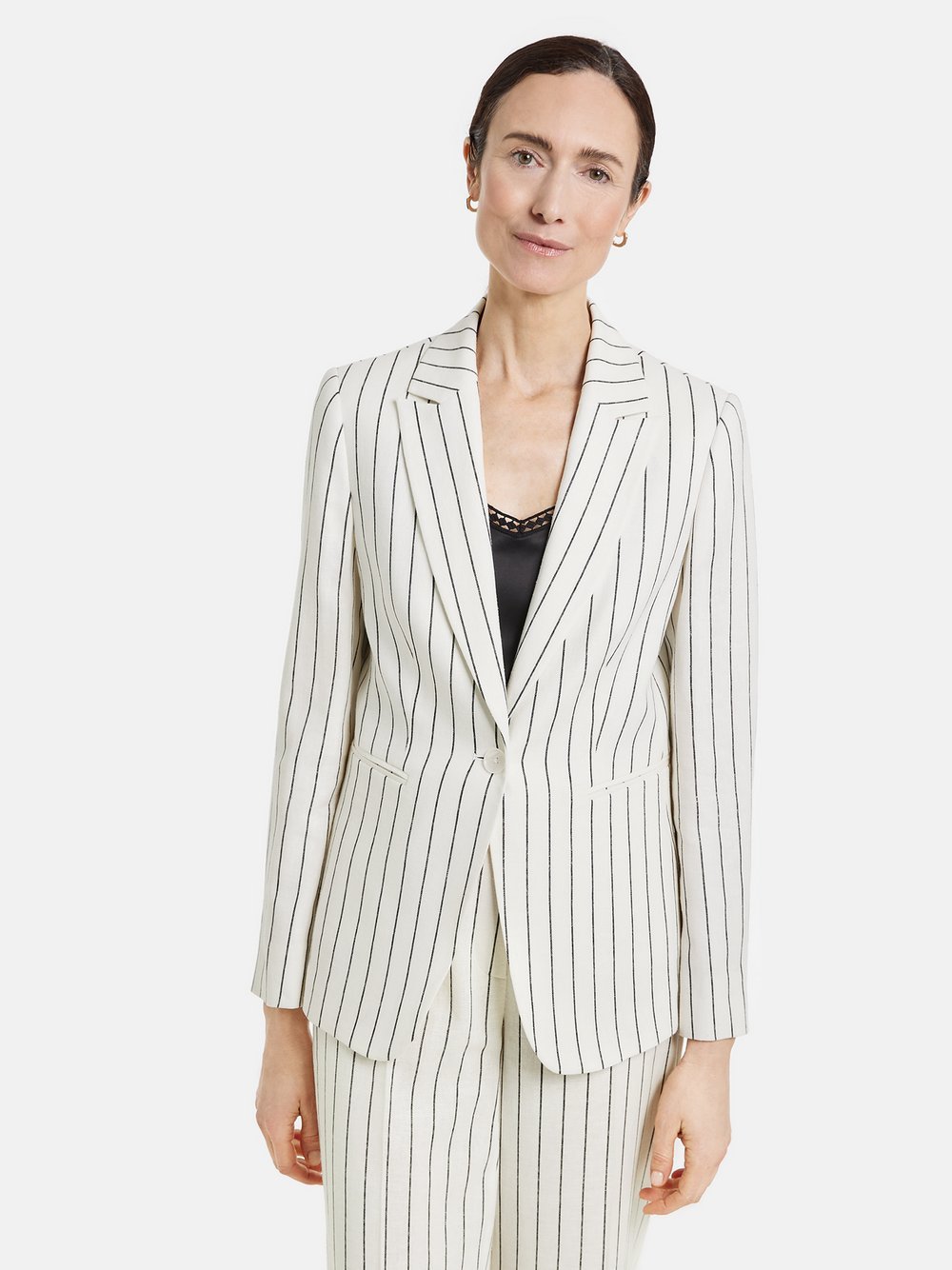 Gerry Weber Blazer Damen Leinen weiß gestreift, 46