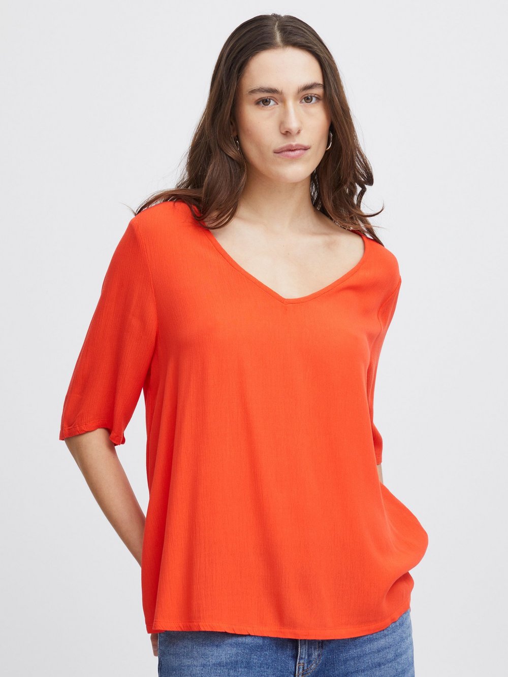 Ichi Bluse Damen Viskose orange, XL