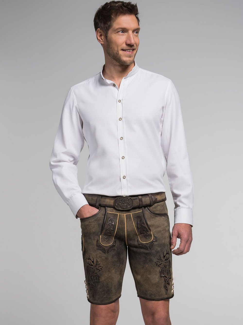 Spieth & Wenksy Trachten-Lederhose Herren braun meliert, 50