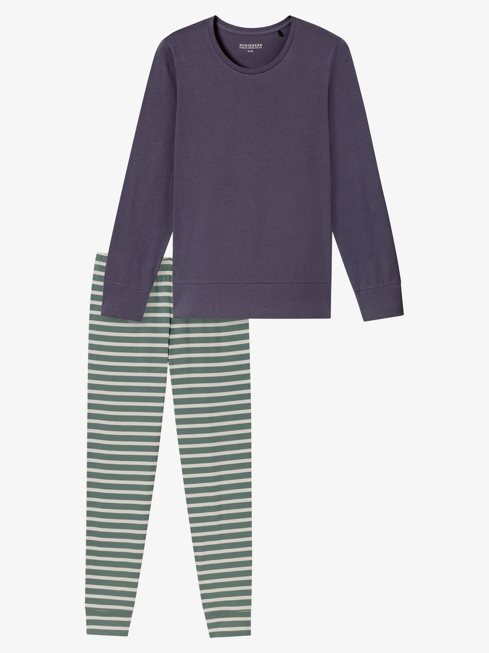 Thumbnail - Schiesser Pyjama  Damen Baumwolle blau bedruckt, 46